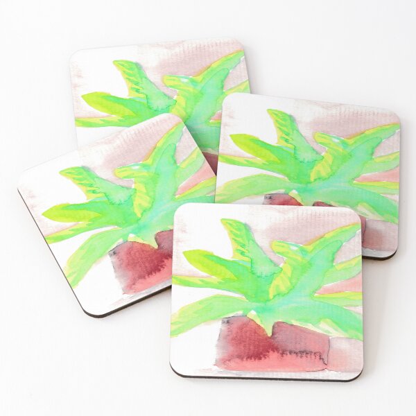 Item preview, 030 Green Palm Red Pot Watercolor designed and sold by FrenkyTank.