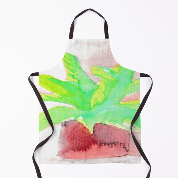 Item preview, 030 Green Palm Red Pot Watercolor designed and sold by FrenkyTank.