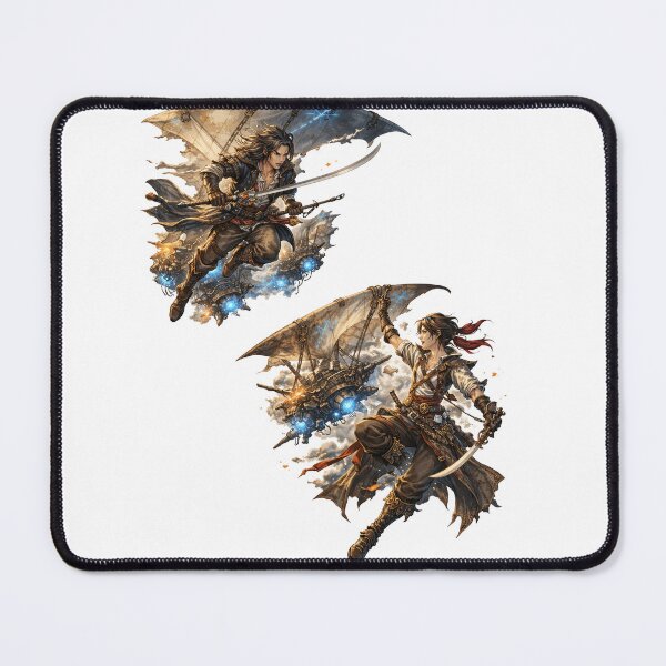 Item preview, Sky Reaver Duo – Fantasy Airship Warrior Stickers designed and sold by bubuandfriends.