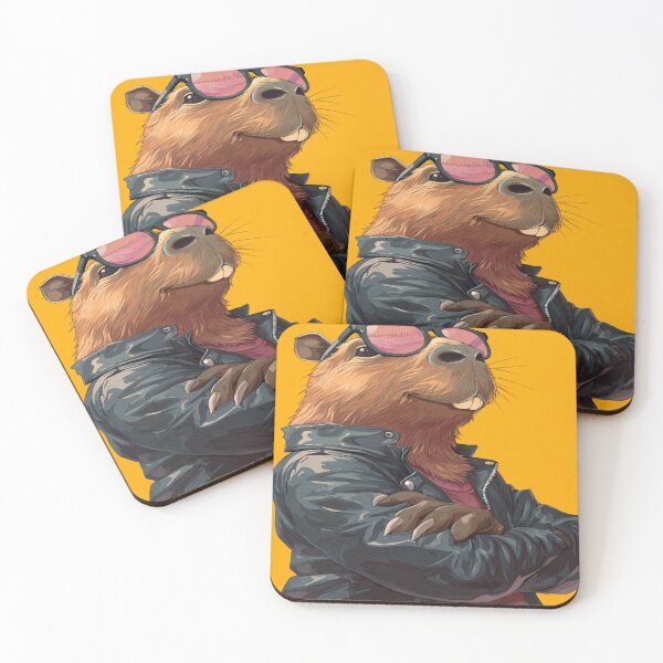 Item preview, Cool Capybara Sunglasses Leather Jacket Animal designed and sold by NicolasGlowArt.