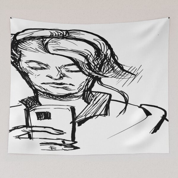 Item preview, 037 Woman Staring Phone Sketch designed and sold by FrenkyTank.