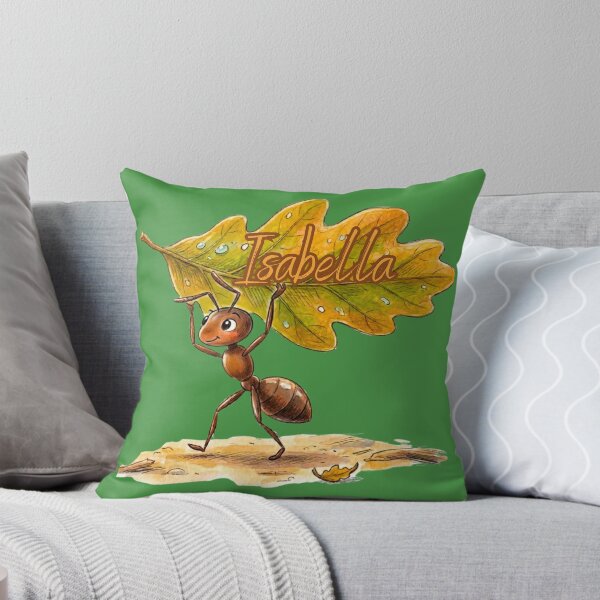 Item preview, Cute Ant Carrying Oak Leaf – Personalized Name Isabella Watercolor Art designed and sold by MBBialyPiksel.