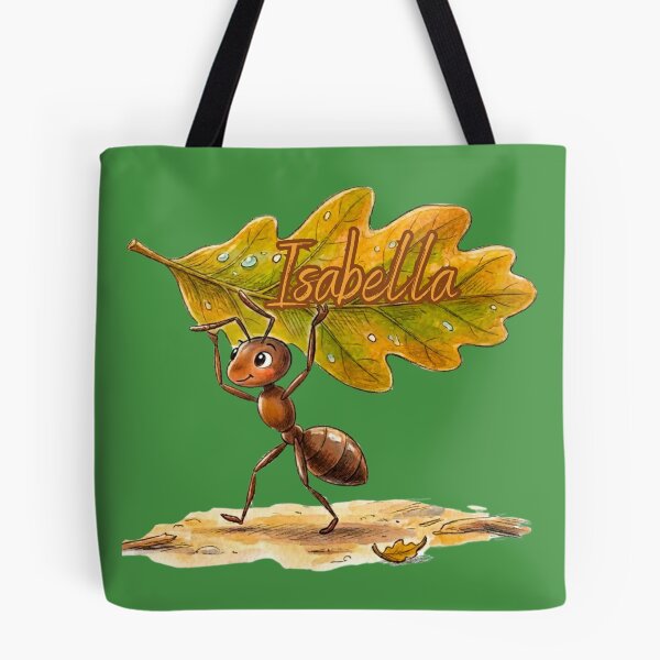 Item preview, Cute Ant Carrying Oak Leaf – Personalized Name Isabella Watercolor Art designed and sold by MBBialyPiksel.