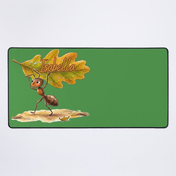 Item preview, Cute Ant Carrying Oak Leaf – Personalized Name Isabella Watercolor Art designed and sold by MBBialyPiksel.