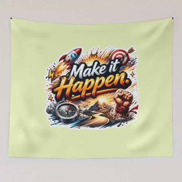 Item preview, Make It Happen Sticker – Motivational Quote Realistic Design  Hustle Success Mindset designed and sold by Trigart-art.