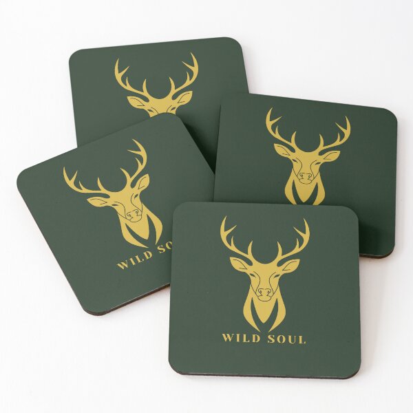 Item preview, Wild Soul Gold Stag Forest Green Nature Design designed and sold by Slow Vibes Designs.