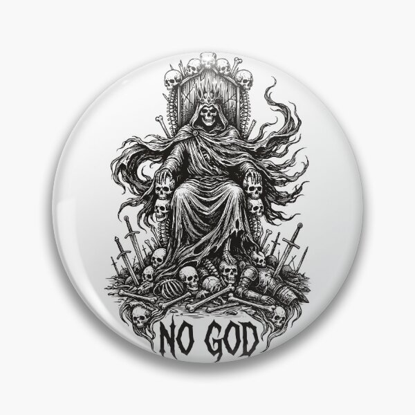 Item preview, No God - Dark Fantasy Skeleton King on Throne Illustration designed and sold by LockjowArt.