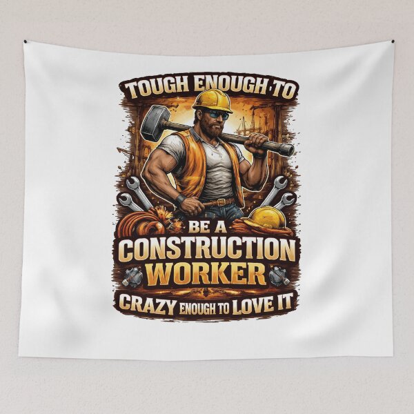 Item preview, Tough Enough To Be A Construction Worker Crazy Enough To Love It Funny Builder Vintage Design designed and sold by Nixora.
