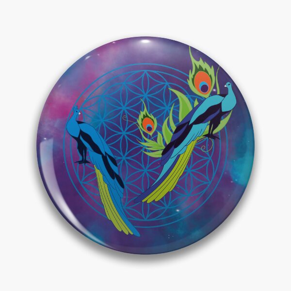 Item preview, Sacred Peacocks & Flower of Life – Cosmic Spiritual Illustration designed and sold by Herami.