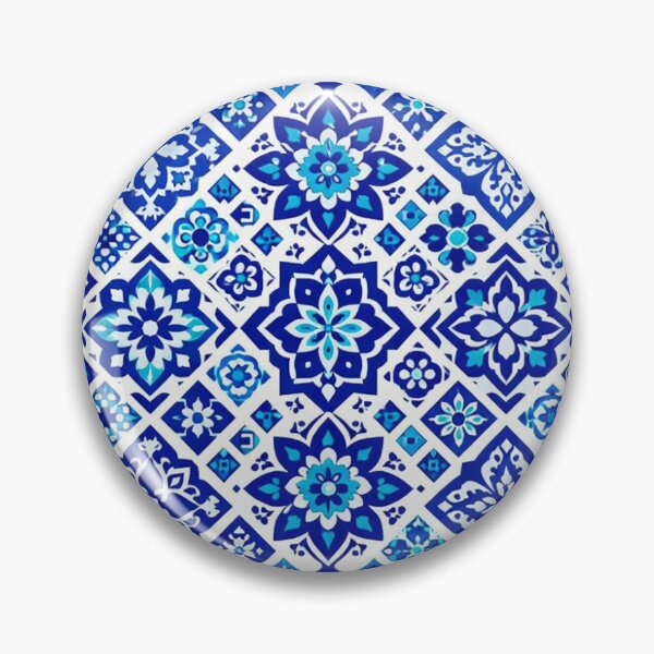 Item preview, Oriental Mosaic Pattern – Ultramarine Cobalt and Teal on White designed and sold by CreativeCanvas8.
