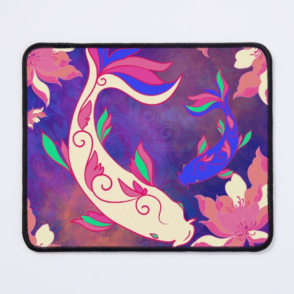 Item preview, Cosmic Koi Carp – Floral Dance on a Galaxy Background designed and sold by Herami.