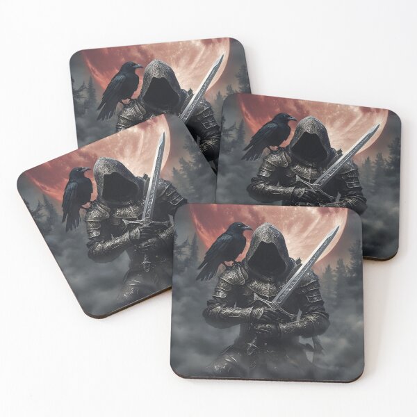 Item preview, Hooded Armored Warrior and Raven under Blood Moon designed and sold by MouradStudio.