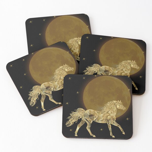 Item preview, Golden Horse Under Full Moon Elegant Art designed and sold by Phitwhim.