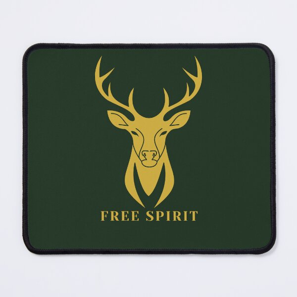 Item preview, Free Spirit Gold Stag Forest Green Nature Design designed and sold by Slow Vibes Designs.