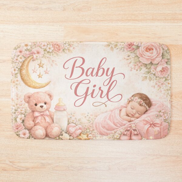 Item preview, Baby Girl Floral Moon Nursery Keepsake Design designed and sold by CLOUTKULT.