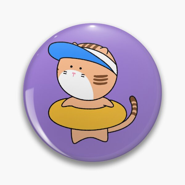 Item preview, Cute Orange Tabby Cat with Summer Tube and Blue Cap designed and sold by ubborn.