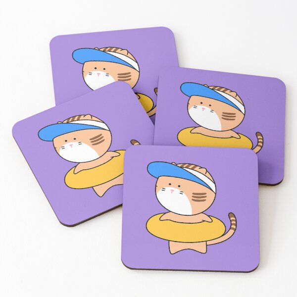 Item preview, Cute Orange Tabby Cat with Summer Tube and Blue Cap designed and sold by ubborn.