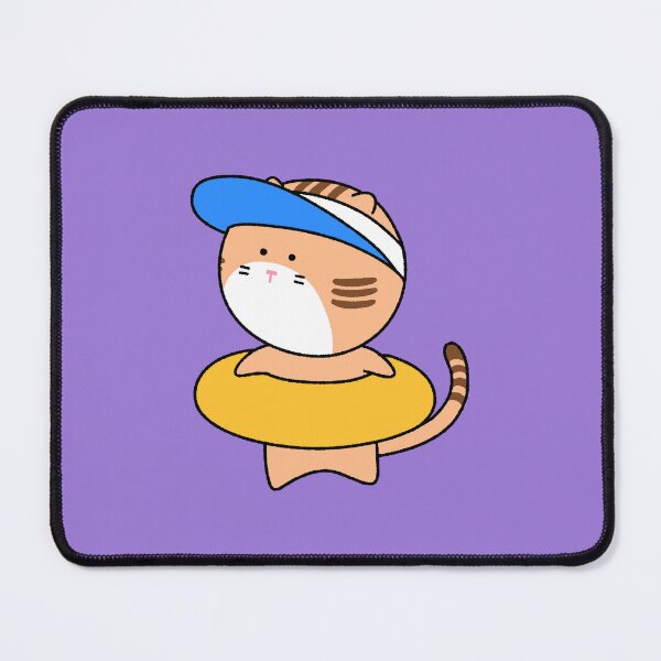 Item preview, Cute Orange Tabby Cat with Summer Tube and Blue Cap designed and sold by ubborn.