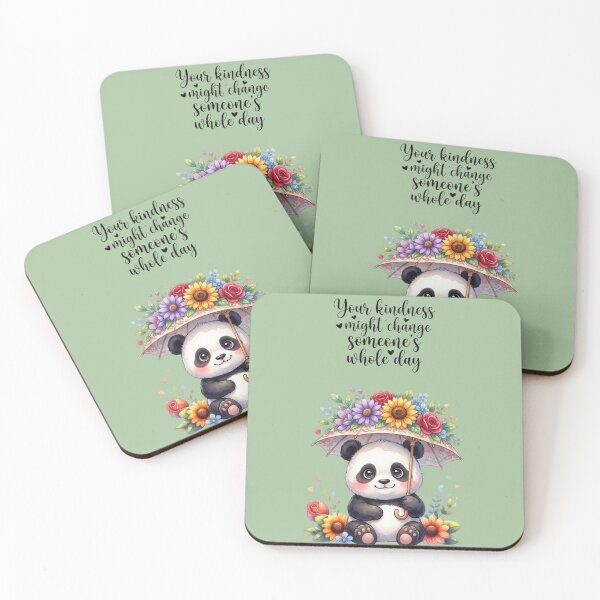 Item preview, Cute Panda with Floral Umbrella – Kindness Quote Aesthetic Illustration | Kawaii Animal Art designed and sold by QuietLines17.
