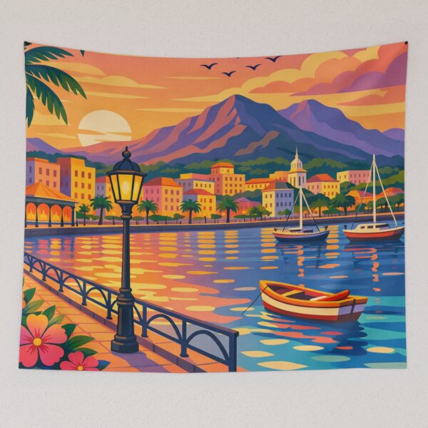 Item preview, port louis mauritius travel poster designed and sold by MatthewHeights.