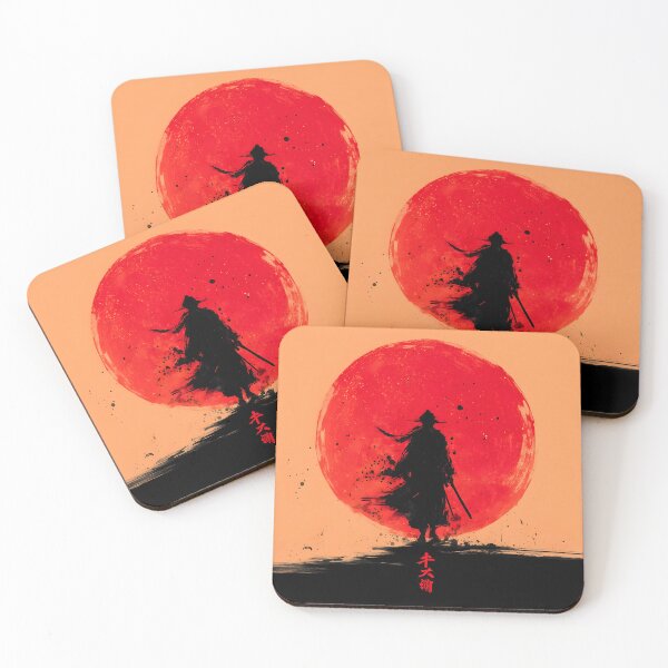 Item preview, Ronin Samurai Silhouette against Red Sun Ink Art designed and sold by MouradStudio.