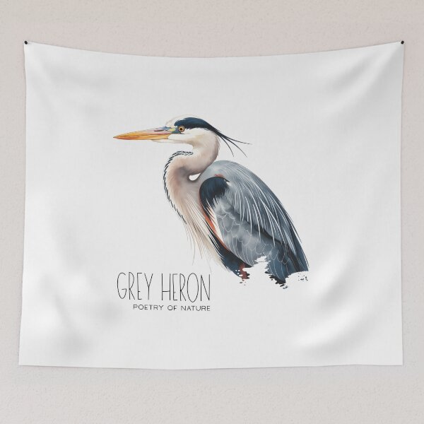 Item preview, Great Grey Heron – Elegant Bird Wildlife Illustration designed and sold by ArcticFoxStudio.