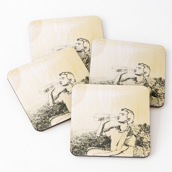 Item preview, It's hot! A young man is drinking water from a bottle. designed and sold by Alan-David.