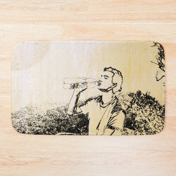 Item preview, It's hot! A young man is drinking water from a bottle. designed and sold by Alan-David.