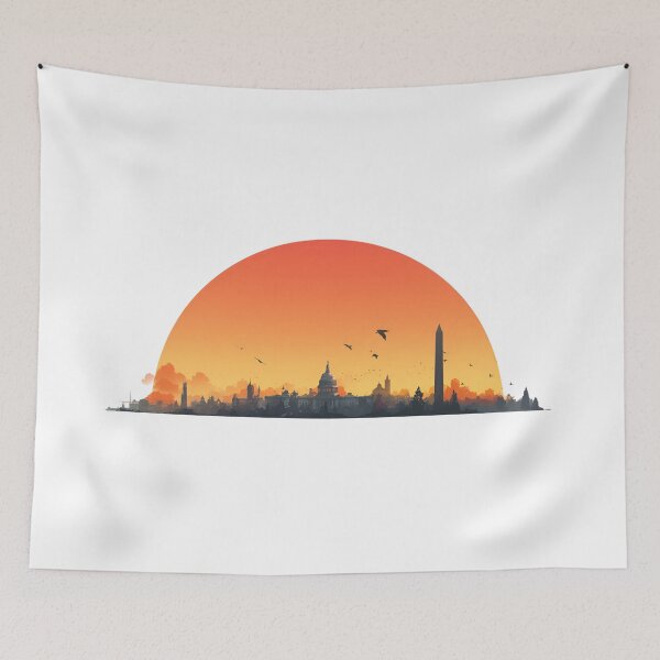 Item preview, Washington DC Skyline Silhouette Giant Orange Sun designed and sold by Fenay Designs.