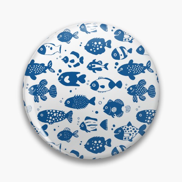 Item preview, Blue Fish Pattern Minimal Coastal Ocean designed and sold by trajeado14.