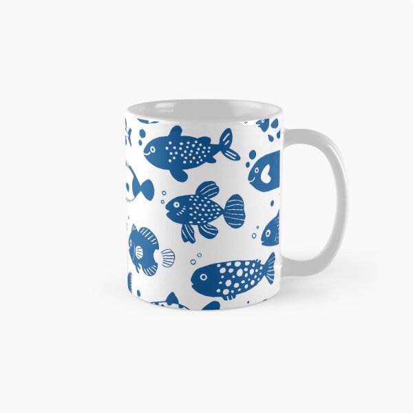 Item preview, Blue Fish Pattern Minimal Coastal Ocean designed and sold by trajeado14.