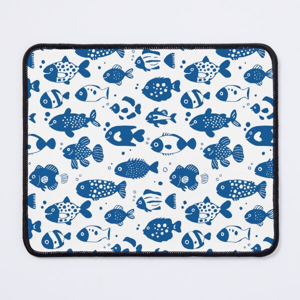 Item preview, Blue Fish Pattern Minimal Coastal Ocean designed and sold by trajeado14.