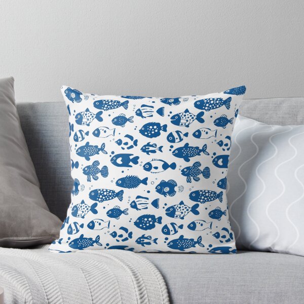 Item preview, Blue Fish Pattern Minimal Coastal Ocean designed and sold by trajeado14.