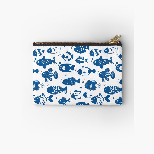 Item preview, Blue Fish Pattern Minimal Coastal Ocean designed and sold by trajeado14.