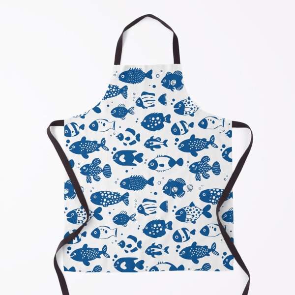 Item preview, Blue Fish Pattern Minimal Coastal Ocean designed and sold by trajeado14.