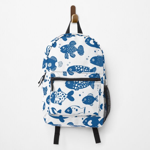 Item preview, Blue Fish Pattern Minimal Coastal Ocean designed and sold by trajeado14.