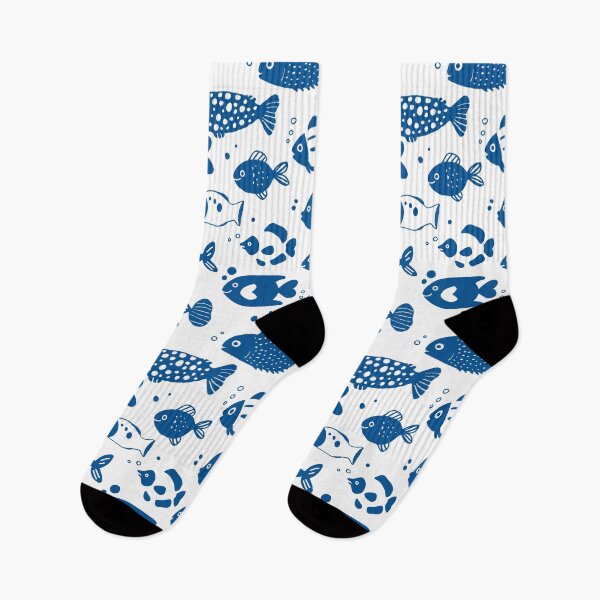 Item preview, Blue Fish Pattern Minimal Coastal Ocean designed and sold by trajeado14.