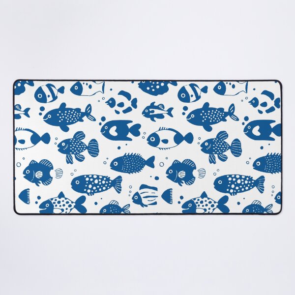 Item preview, Blue Fish Pattern Minimal Coastal Ocean designed and sold by trajeado14.