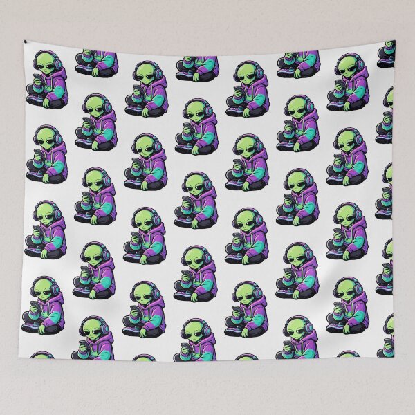 Item preview, Bored Alien Gamer - Neon Aesthetic Sticker designed and sold by LYZ7VANI.