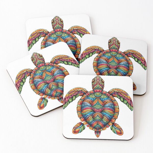 Item preview, Symmetrical Tribal Sea Turtle – Colorful Ocean Design designed and sold by Zaru Art Studio.