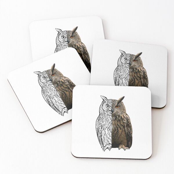 Item preview, Owl: Realistic and Fine Line Art Fusion designed and sold by Lura busah.