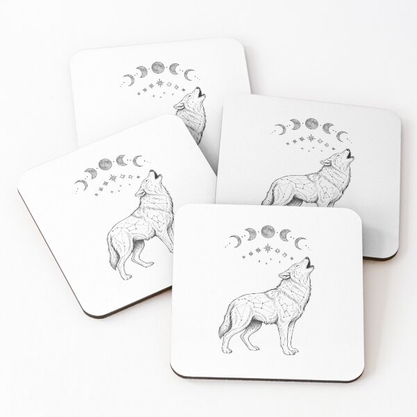 Item preview, Celestial Constellation Wolf Howling Moon Phase Tattoo Art designed and sold by WalterAdd.
