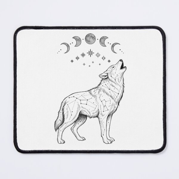 Item preview, Celestial Constellation Wolf Howling Moon Phase Tattoo Art designed and sold by WalterAdd.