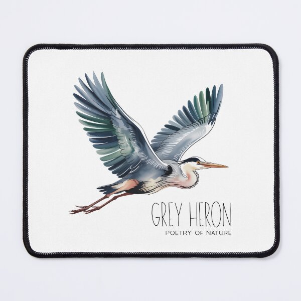 Item preview, Flying Grey Heron Poetry of Nature – Elegant Bird Illustration designed and sold by ArcticFoxStudio.