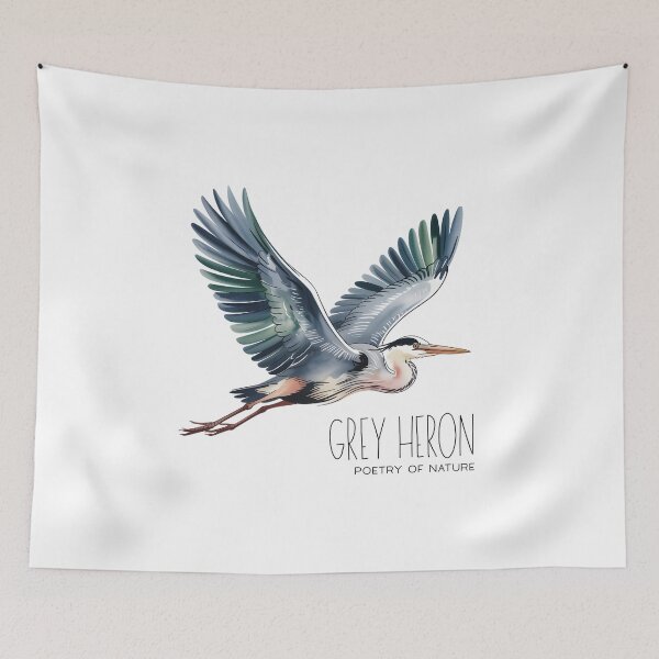 Item preview, Flying Grey Heron Poetry of Nature – Elegant Bird Illustration designed and sold by ArcticFoxStudio.