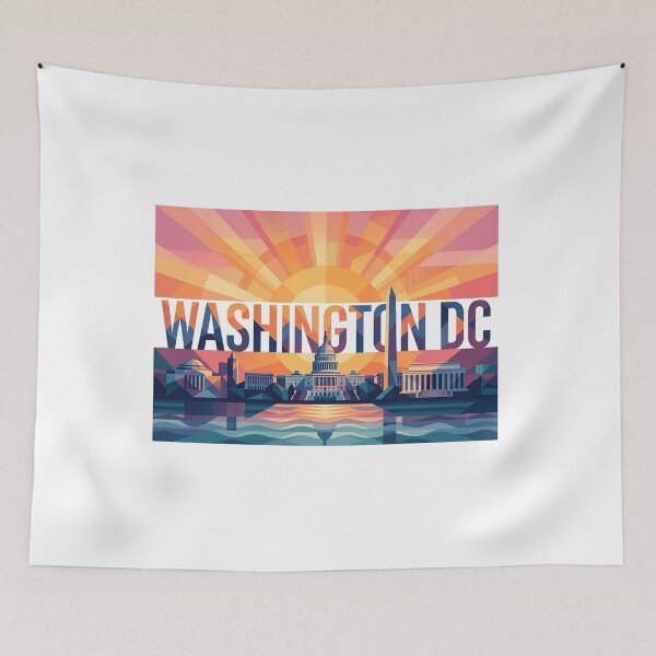 Item preview, Washington DC Geometric Retro Sunset Skyline designed and sold by Fenay Designs.