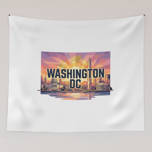 Item preview, Washington DC Cubist Geometric Sunburst Cityscape designed and sold by Fenay Designs.