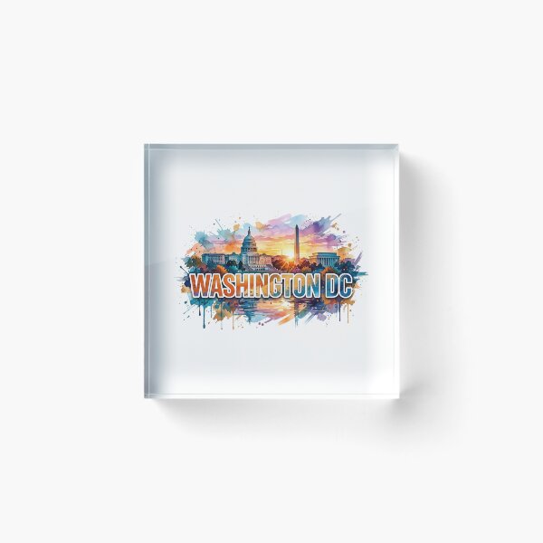Item preview, Washington DC Colorful Watercolor Paint Splatter Skyline designed and sold by Fenay Designs.
