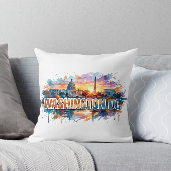 Item preview, Washington DC Colorful Watercolor Paint Splatter Skyline designed and sold by Fenay Designs.