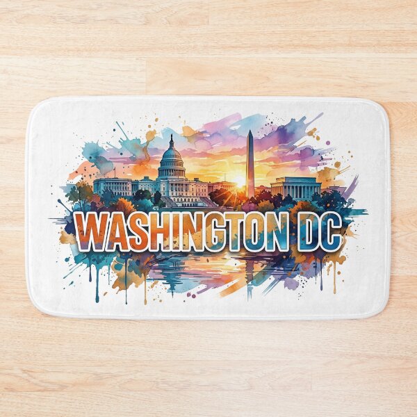 Item preview, Washington DC Colorful Watercolor Paint Splatter Skyline designed and sold by Fenay Designs.